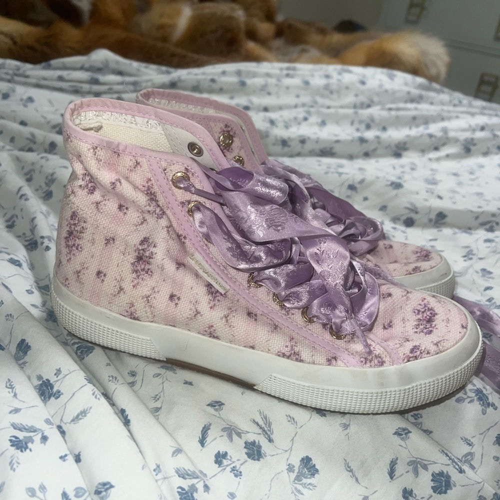 Floral High-Top Sneakers with Satin Laces